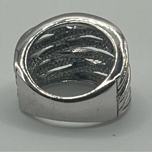 Wide Multi-Band Silver Tone Statement Ring – Modern Layered Design- Size 6 - Picture 3 of 3